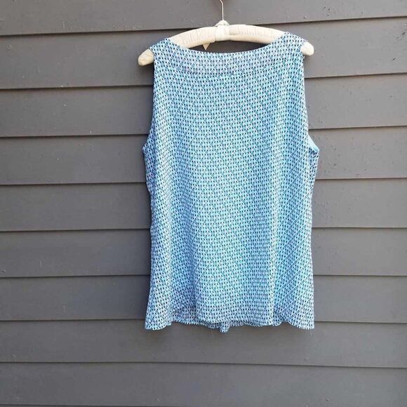 Roz & Ali Blue Print Sleeveless Top Size XL - Picture 5 of 11